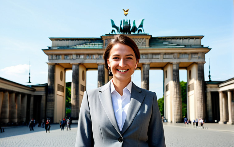 **
"A professional businesswoman in a tailored, grey business suit, standing confidently in front of the Brandenburg Gate in Berlin, Germany, fully clothed, appropriate attire, safe for work, perfect anatomy, natural proportions, professional photography, high quality. The suit is modern and stylish, the background is slightly blurred to emphasize the subject, sunny day. The woman is smiling subtly."
**