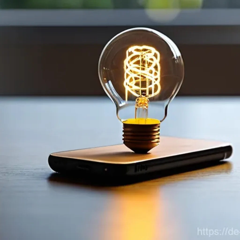 MVP와 제품 개발 주기의 관계 - **The Spark of a Product Idea:**
"A single, radiant lightbulb, emitting a warm, golden glow, hov...