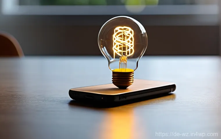 MVP와 제품 개발 주기의 관계 - **The Spark of a Product Idea:**
"A single, radiant lightbulb, emitting a warm, golden glow, hov...