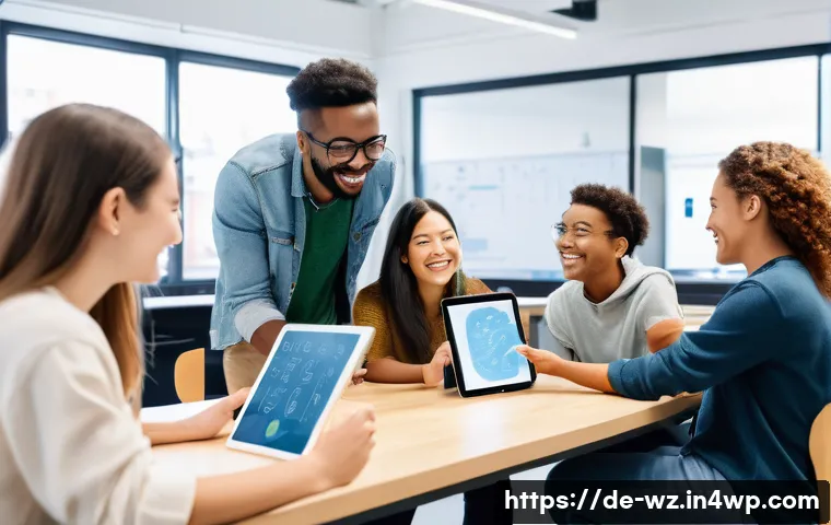 MVP 개발 단계별 가이드 - **A group of diverse young adults (ages 15-25) in a brightly lit, modern co-working space, enthusias...