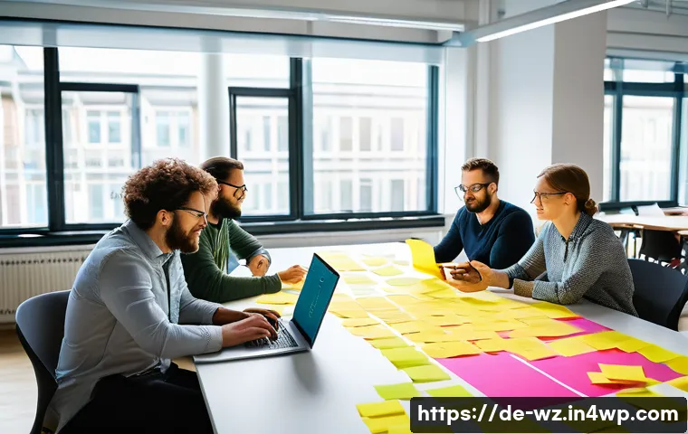 MVP 개발에서의 사용자 스토리 작성법 - A modern agile software development team in a bright, open office in Berlin, Germany, collaborating ...